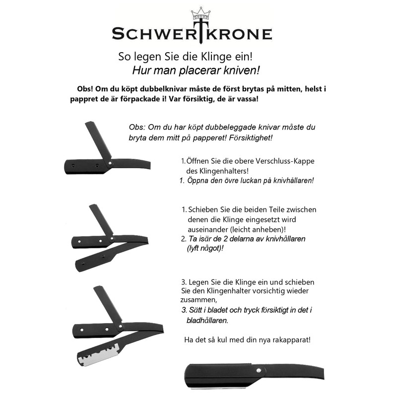 Schwertkrone Razor, Stainless Steel + 100 Half Derby Interchangeable Blades