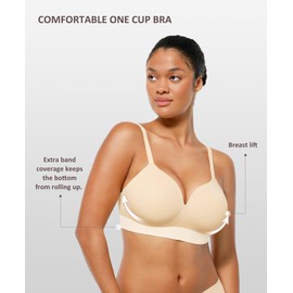 FeelinGirl Wireless Push Up Bra for Women, Seamless Comfort Bralettes No Underwire Supportive Full Coverage Everyday Bras Skin