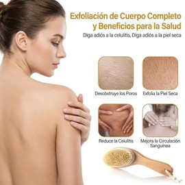 Cepillo Corporal Madera Bambu Natural Cerdas Naturales Resistentes Exfoliacion Masaje Diseño Ergonomico Curveado Celulitis Circulacion Ecologico