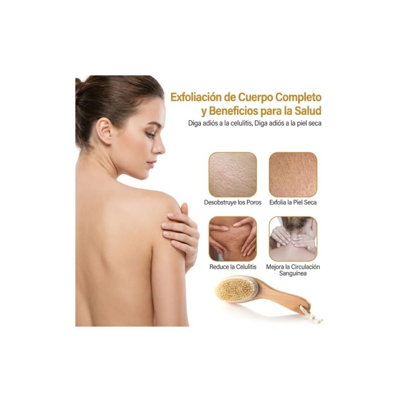 Cepillo Corporal Madera Bambu Natural Cerdas Naturales Resistentes Exfoliacion Masaje
