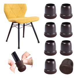 24 Pcs Extra Small Chair Leg Floor Protectors for Hardwood Floors, Upgraded Rubber Chair Leg Caps with Felt Pads, Dark Brown Furniture Leg Feet Covers, No Scratches No Noise (Fit 0.5"-0.8")