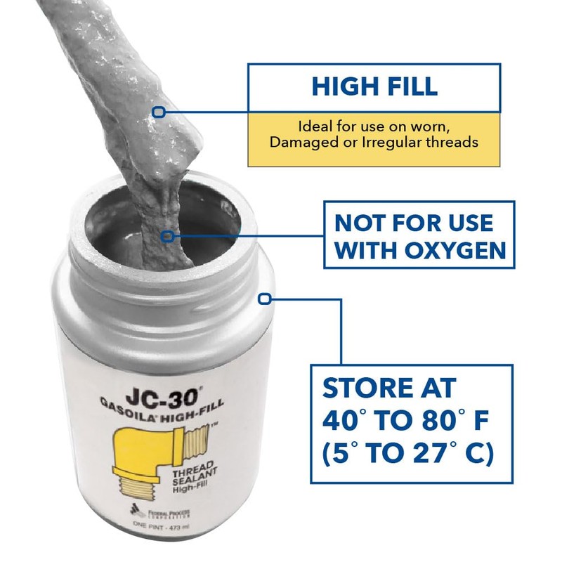 Gasoila Thread Sealant JC-30, High-Fill for Extreme Temperatures, Metal &