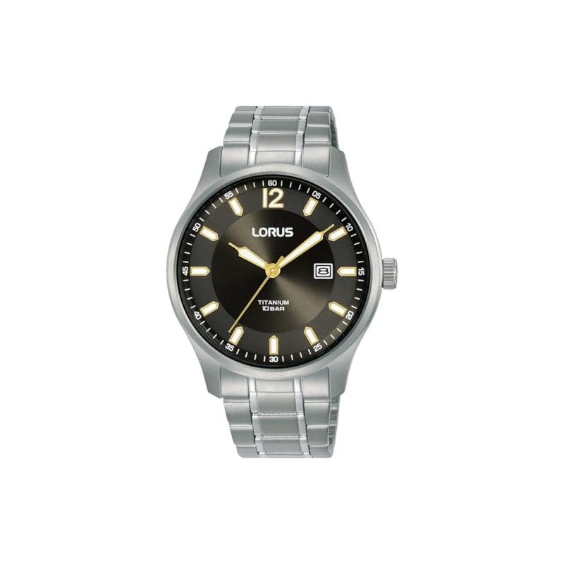 LORUS Men's Analogue Quartz Watch with Titanium Strap, Silver/Blue, Silver/black,