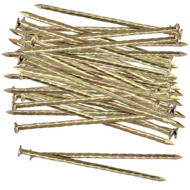 120 PCS 6 Inch Artificial Turf Stakes Galvanized Metal Spiral Landscape Spikes，Timber Spikes Anchors Metal Spiral Nails for Paver Edging, Camping Timber, Weed Fabric, Gold