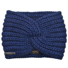 Melegari Guenda Chunky Ribbed Hair Band | Alpaca Wool Blend | Made in Italy | Unisex Hairband (Blue, 54-60)