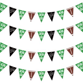 EggSun 4Pcs Football Party Supplies Decorations, Football Paper Pennant Bunting American Football Triangle Flags with for Sports Theme Football Birthday Party Decors