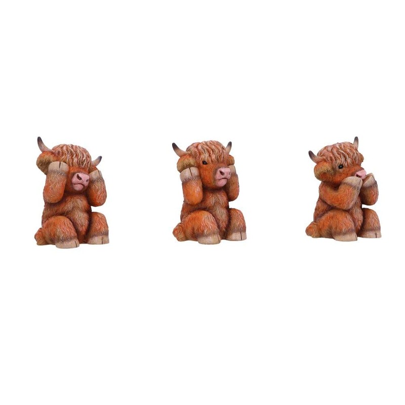 Nemesis Now Three Wise Highland Cows, Brown, 9.6cm
