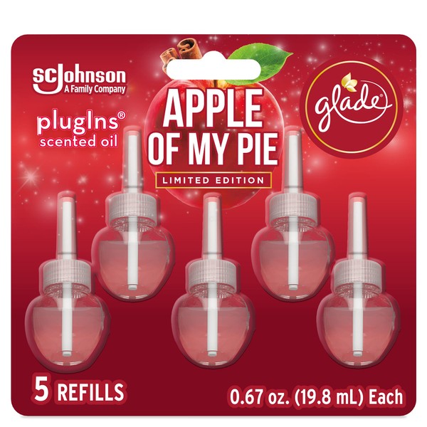 Glade PlugIns Refills Air Freshener, Scented and Essential Oils for Home and Bathroom, Apple of My Pie, 3.35 Fl Oz, 5 Count