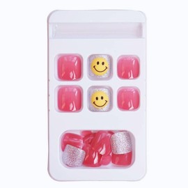 24pcs/set False Toenails Press On Toenails for Women and Girls French Tip Square False Toenails Full Cover Acrylic Fake Toenails Art Tips Stick On Toe Nail Art Artificial Toe Nails Pink