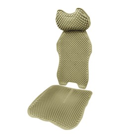 Cooling Car Seat Cover Set with Memory Foam Neck Pillow, Orthopedic Massage Pad with Ventilated Mesh and Anti-Slip Silicone Base, Summer Comfort for SUV, Truck, Van, Taxi, Office Chair, Off Beige