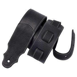 YIKOKO Guitar Strap, 2.5" Wide Soft Head Layer Cowhide Leather Guitar Straps with Foam Padding, for Acoustic, Bass and Electric Guitars