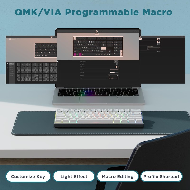 RK ROYAL KLUDGE 60% Mechanical Keyboard RK61 CNC, Wired Gaming