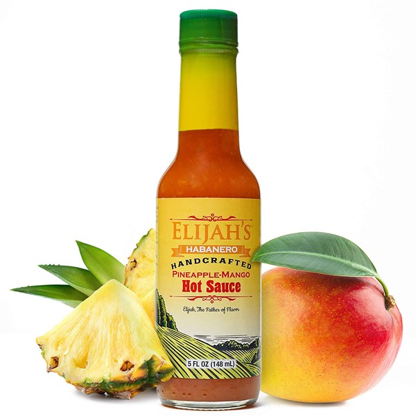 Elijah's Xtreme Pineapple-Mango Habanero Hot Sauce, Gourmet Hot Sauce Made with Fresh Fruit for Vibrant Flavor and Roasted Yellow Habanero Peppers for Heat
