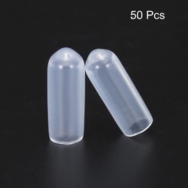 QUARKZMAN Pack of 50 Rubber End Caps 5 mm (3/16 Inch) ID Vinyl PVC Round Tube Bolt Cap Cover Protectors for Screw Thread Clear