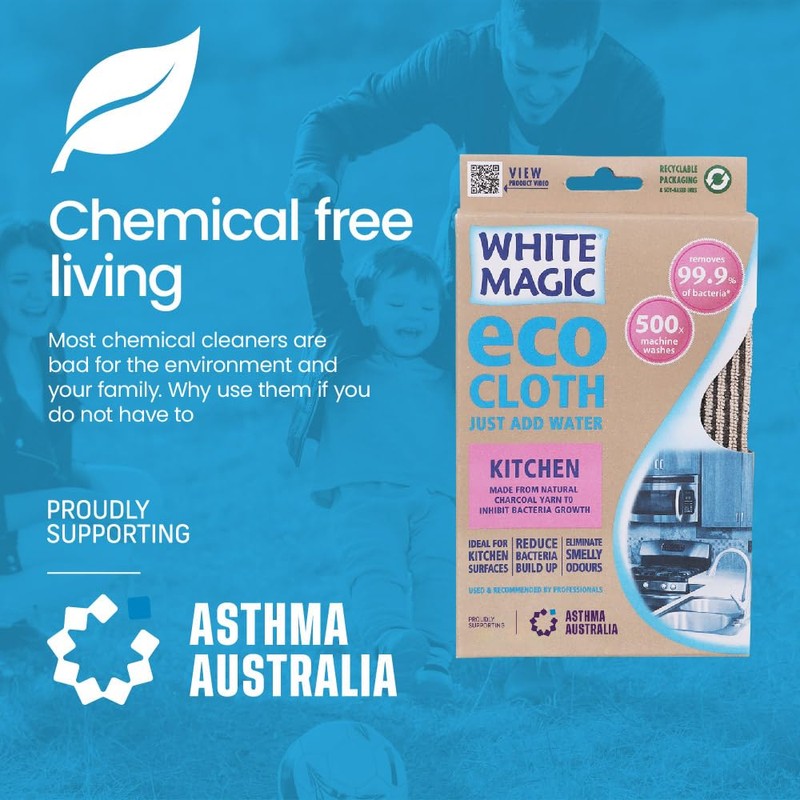 White Magic Kitchen Microfibre Eco Cloth, ideal for Kitchen Surfaces.