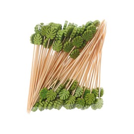 CLSSLVVBN 100pack/lot Durable Toothpicks for Appetizers and Fruit Skewers Wide Application Wood Toothpicks for Fruit Fruit Stick, Round Leaves Stick