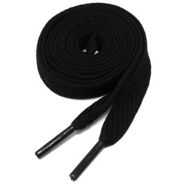 BCB Wear Skateboard Style Flat Shoelaces 1/2" Wide For All Shoes - 45" and 54" Length Shoe Strings, Black, 54" (137 cm)