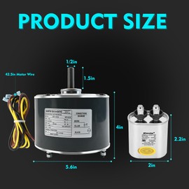 Condenser Motor Replaces Carrier # 5KCP39EGS070S, HC39GE237, 5KCP39EGY823S, Genteq GE3905, Dayton 6DLL0, Bryant Payne HC39GE234A etc AC/Air Conditioner, 1/4HP 1100 RPM with Capacitor, 3-Year Warranty