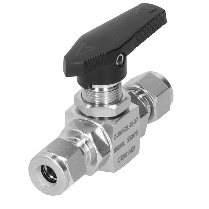 Ball Valve Stainless Steel 3Piece Type StraightThrough Ferrule Equipment SS316L