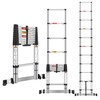 DEZEX 10.5 FT Stainless Steel Telescoping Ladders - One-Button Retraction