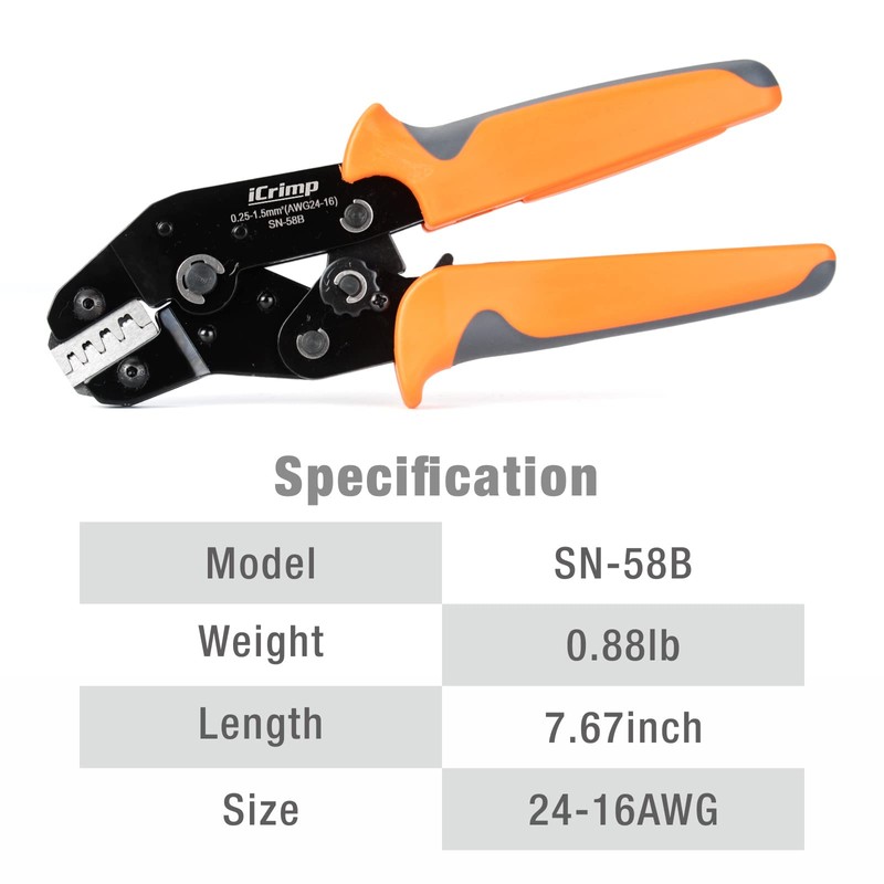 iCrimp SN-58B 0.25-1.5MM², AWG24-16 Non-insulated Crimper for Dupont Jumper Wire