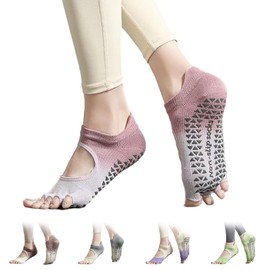 VEAGIA 5 Toe Pilates Socks, Yoga Socks, Exposed Toe and Instep, Cool, Anti-Friction, Breathable, Durable, Quick Drying, Antibacterial, Deodorizing, Moisture Wicking, Pink