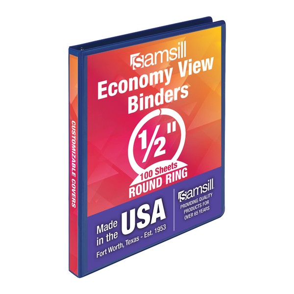 Samsill Economy 0.5 Inch 3 Ring Binder, Made in The