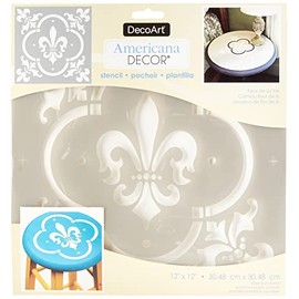 Deco Art Plastic Americana Stencil 12-inch x 12-inch-Fleur De Lis Tile