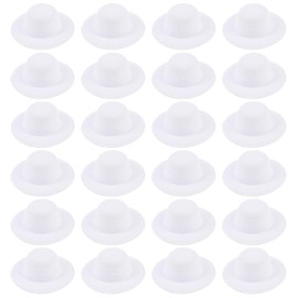 ASUNFO 24 Pcs Mini Formal Hats Felt Top Hats for DIY Crafts Hair Accessories Party Hats for Christmas 2.3" White