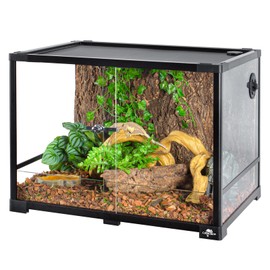 CAVACHEW 34 Gallon Reptile Tank, Glass Reptile Terrarium 24" x 18" x 18", Sliding Door, Top Ventilation, Cable Pass, Humidify Hole, Glass Reptile Cage Habitat for Bearded Dragon, Lizard, Snake, Gecko