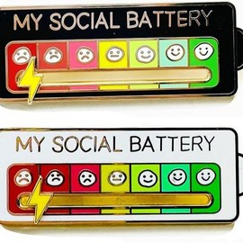 Funny Enamel Pin - My Social Battery Creative Lapel Pin Move to The Mood As You - Colour: Black Battery