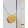 MEI BALTIC AMBER 3MM BEADS WOVEN BALL PENDANT W/16" GF