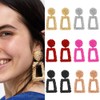 Gold Statement Geometric Dangle Earrings, Big Rectangle Drop Earrings for