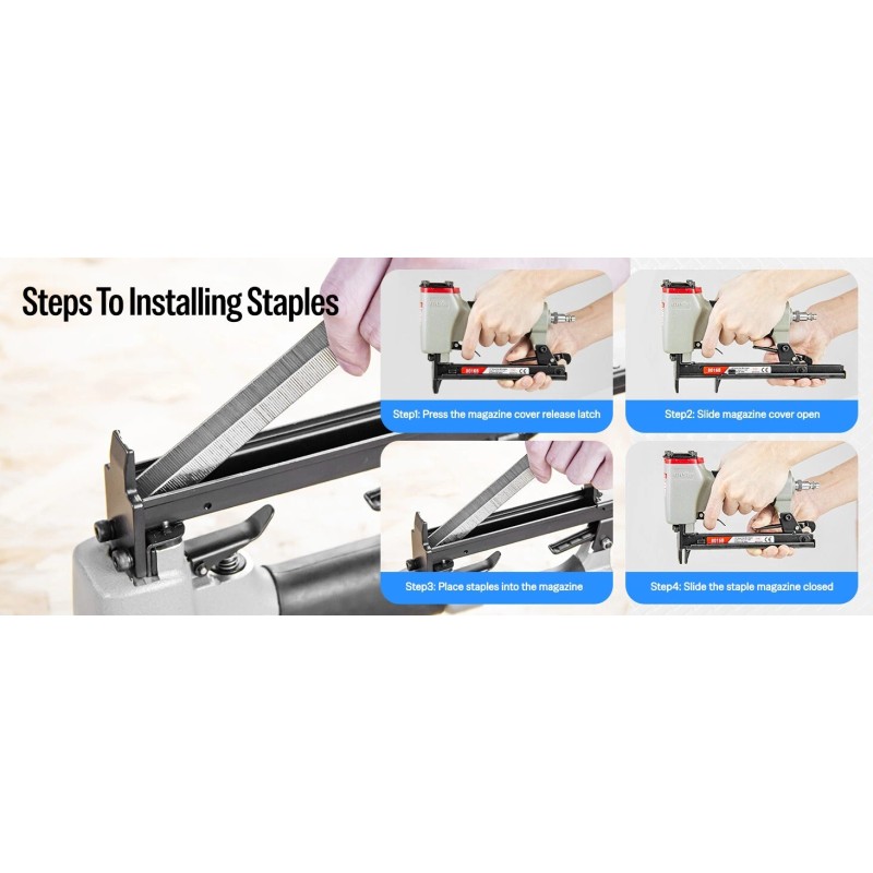 meite 21GA 1/2" Crown 1/4" - 5/8" Pneumatic Upholstery Stapler
