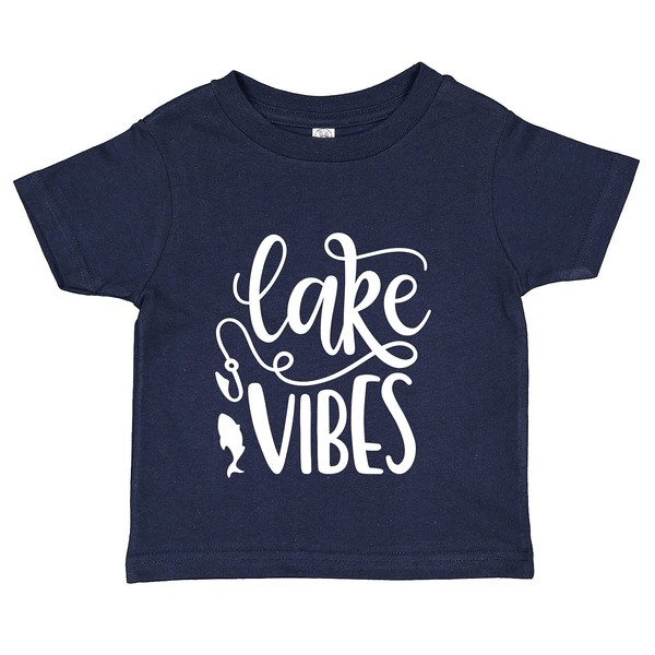 Lake Vibes - Camiseta para bebé (varios colores), Azul marino/flor y brillo, 4 Años