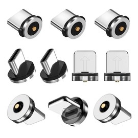 Raosky Magnetic Charging Tips 2in1 10pcs, 360° Rotate Tips for USB-C/iOS Ports Series,Just Magnetic Tips/Plugs to Charging/Water-dustproof/antioxidant Without Cord&Non-Data ((USB-C+lPhone) 10PCS)