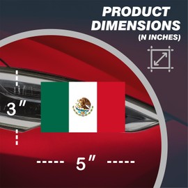 Mexican Flag Car Sticker 2-Pack 3"x5" - Mexico Glossy Vinyl Decal with Eagle Emblem | UV Resistant Automotive Bumper Sticker for Truck/SUV/Vocho Classic Cars