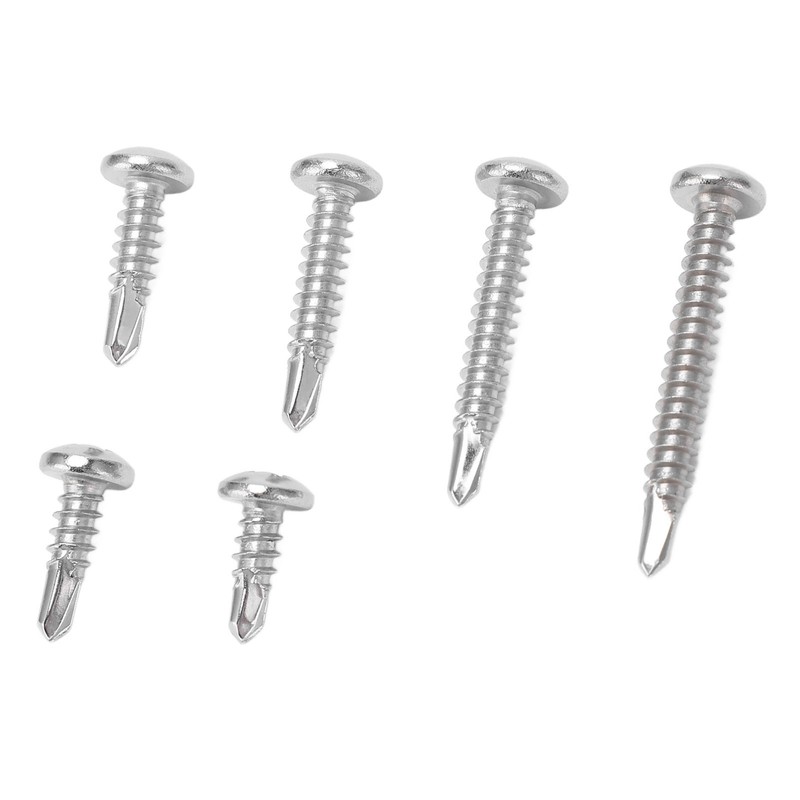 200PCS Round Head Cross Screws 304 Stainless Steel Self Drilling