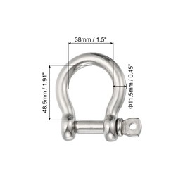 PATIKIL Screw Pin Shackle 11.5mm 7/16" 1940lb, 316 Stainless Steel Forged Bow Shackle Marine Grade for Chains Wire Rope Outdoor, Silver