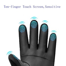 KEYDUACU Winter Gloves, Thickened Ski Driving Hiking Waterproof Warm and Windproof, Can Expose Fingers to Touch the Screen (Black, XL)