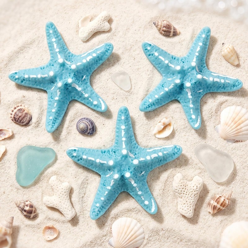 4pcs Mermaid Hair Accessories Starfish Hair Clips, Blue, Starfish
