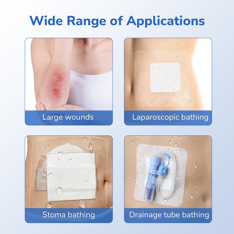 50 Pcs Waterproof Ostomy Bag Shower Cover 10x10cm, Stoma Bath