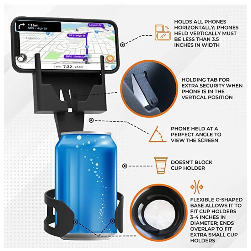 TooToo 2in1 Universal Car Cup Holder Bottle Coffee Stand Cradle
