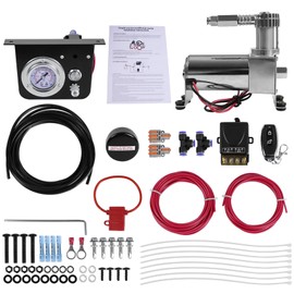 25804 Air Shock Controller Kit, Air Suspension Compressor Kit with Pressure Gauge Unit, Controller Switch and Air Lines, etc. for 2015 Ram ProMaster City 4-Door Minivans and Vans - 3 Years Warranty