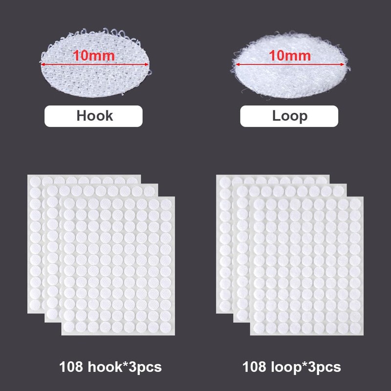 Ainiv 324 Pairs Self-Adhesive Hook and Loop Dots, Double-Sided Adhesive