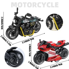 SHDIEHJFMLDH Set of 2 Alloy Motorcycle Toys, Pull Bac Vehicle Toy, Toy Cars Set, Motorcycle Model for Friends and Children, for Educational Game, Birthday Party Gift (Green and Red)