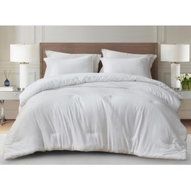 Chezmoi Collection Calvin 3-Piece Jacquard Comforter Set Queen Size, White Textured Woven Lightweight Comforter Bedding for All Season (1 Comforter 90x94 inches, 2 Shams)