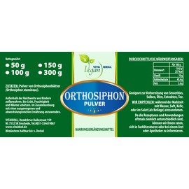 VITA IDEAL Vegan VITA IDEAL Vegan? Orthosiphon - Bl?tter Pulver 100g - Indischer Nierentee Katzenbart - Orthosiphonbl?tter reines Pulver, natrlich, pflanzlich und ohne Zusatzstoffe, original von VITAIDEAL