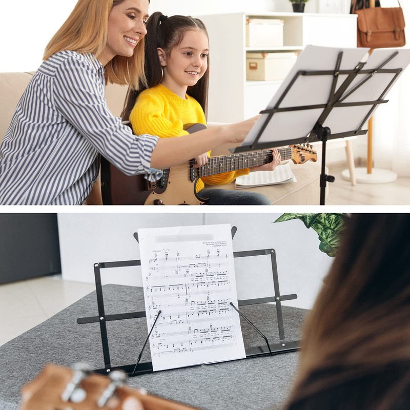 CAHAYA Dual-Use Reinforced Folding Sheet Music Stand with Stand Light