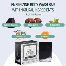 BAMBOEARTH Solid Moisturizing Body Wash Bar Soap – Natural Dry Gel Bodywash Shower Bars With Plant Based Essential Oil And Zero Waste Packaging - Use With Hair Shampoo & Conditioner (Coconut & Shea)